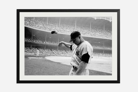 Mickey Mantle Helmet Fling Framed Print