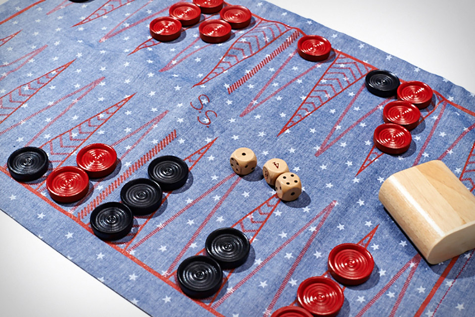 Chambray Roll-Up Backgammon & Checkers Set