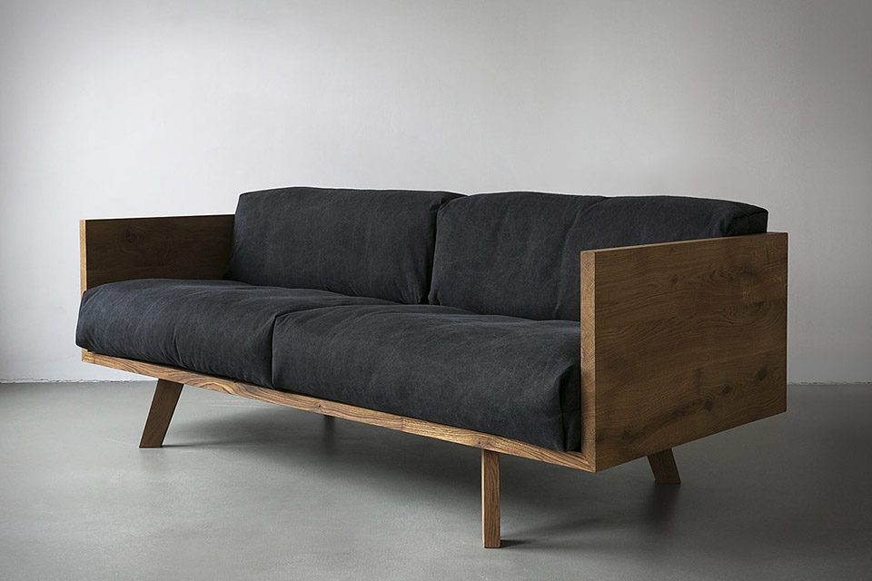 Oak Linen Sofa