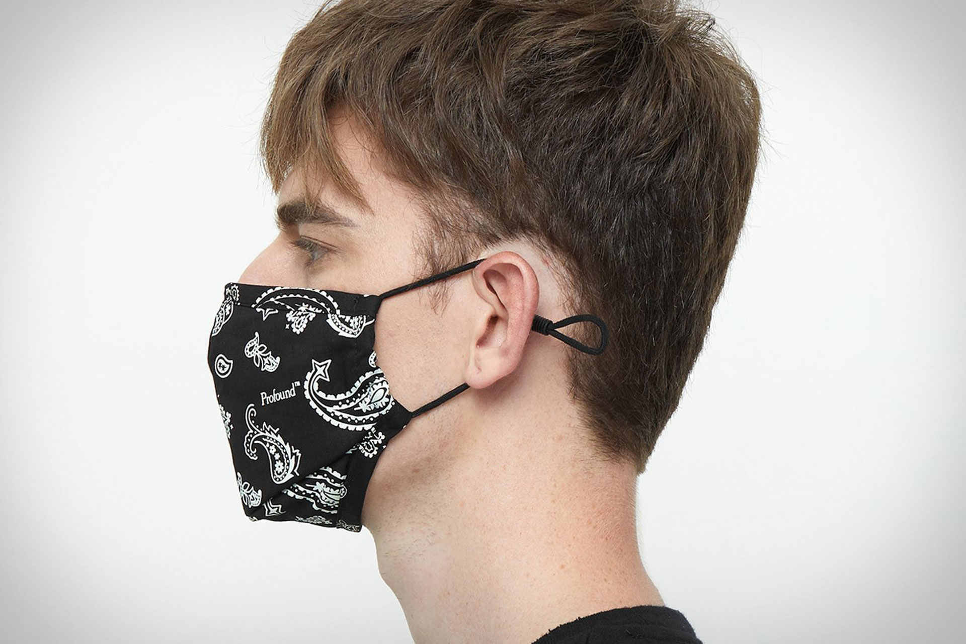 Profound Black Bandana Print Mask | Uncrate
