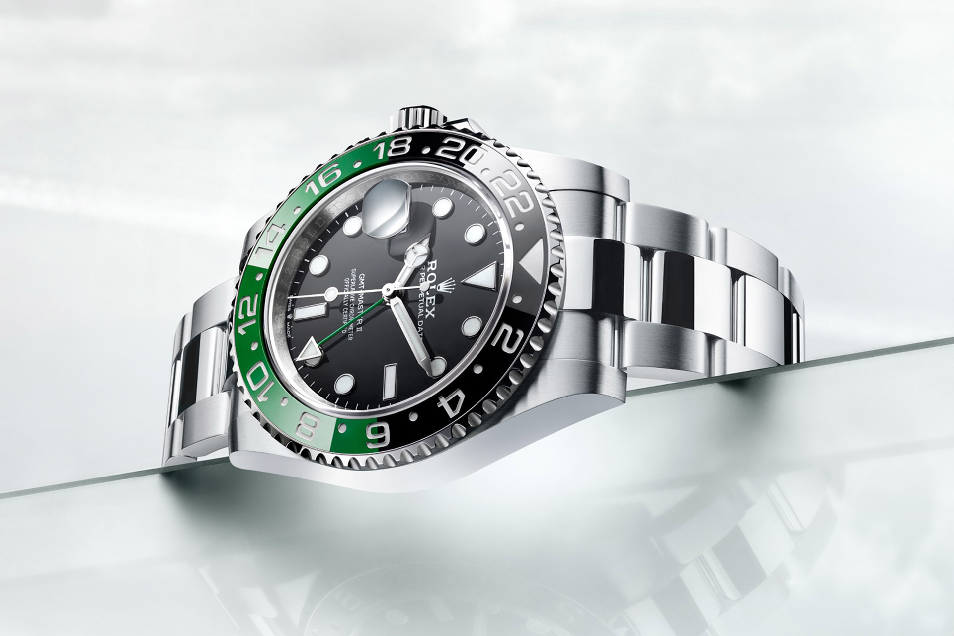 Rolex GMT-Master II Зелено-черные часы для левой руки