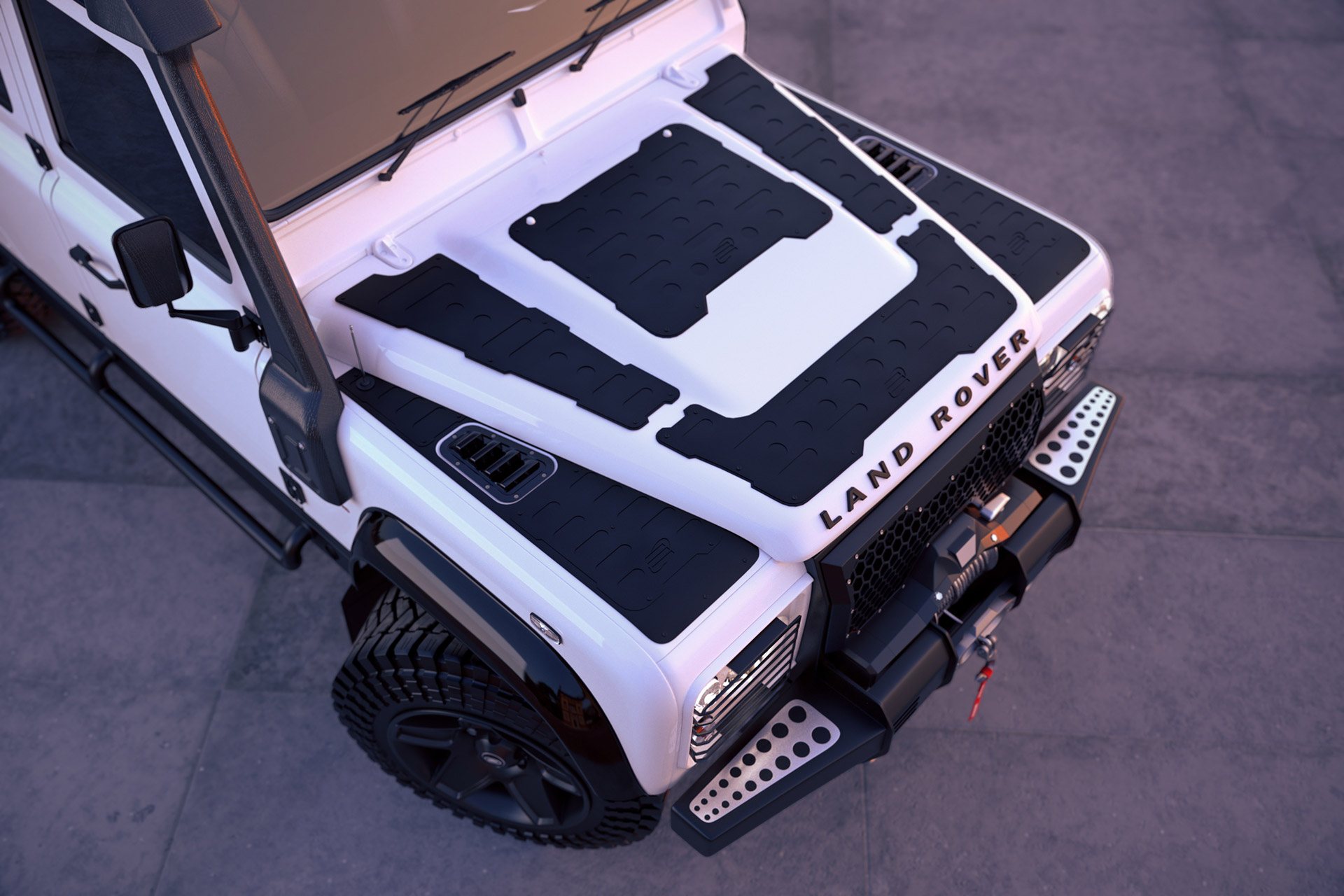 Classic Overland White Rhino Land Rover Defender 6x6 | Uncrate