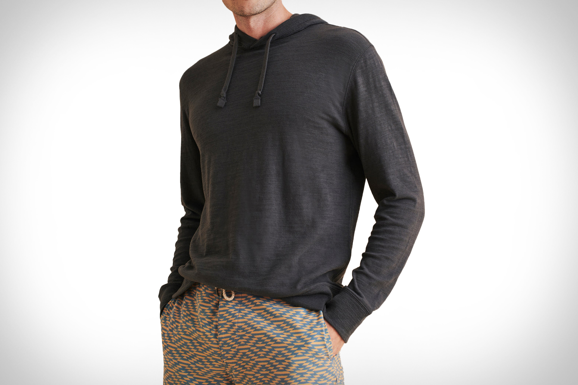 Faherty Sunwashed Slub Hoodie - Navy Stream Stripe