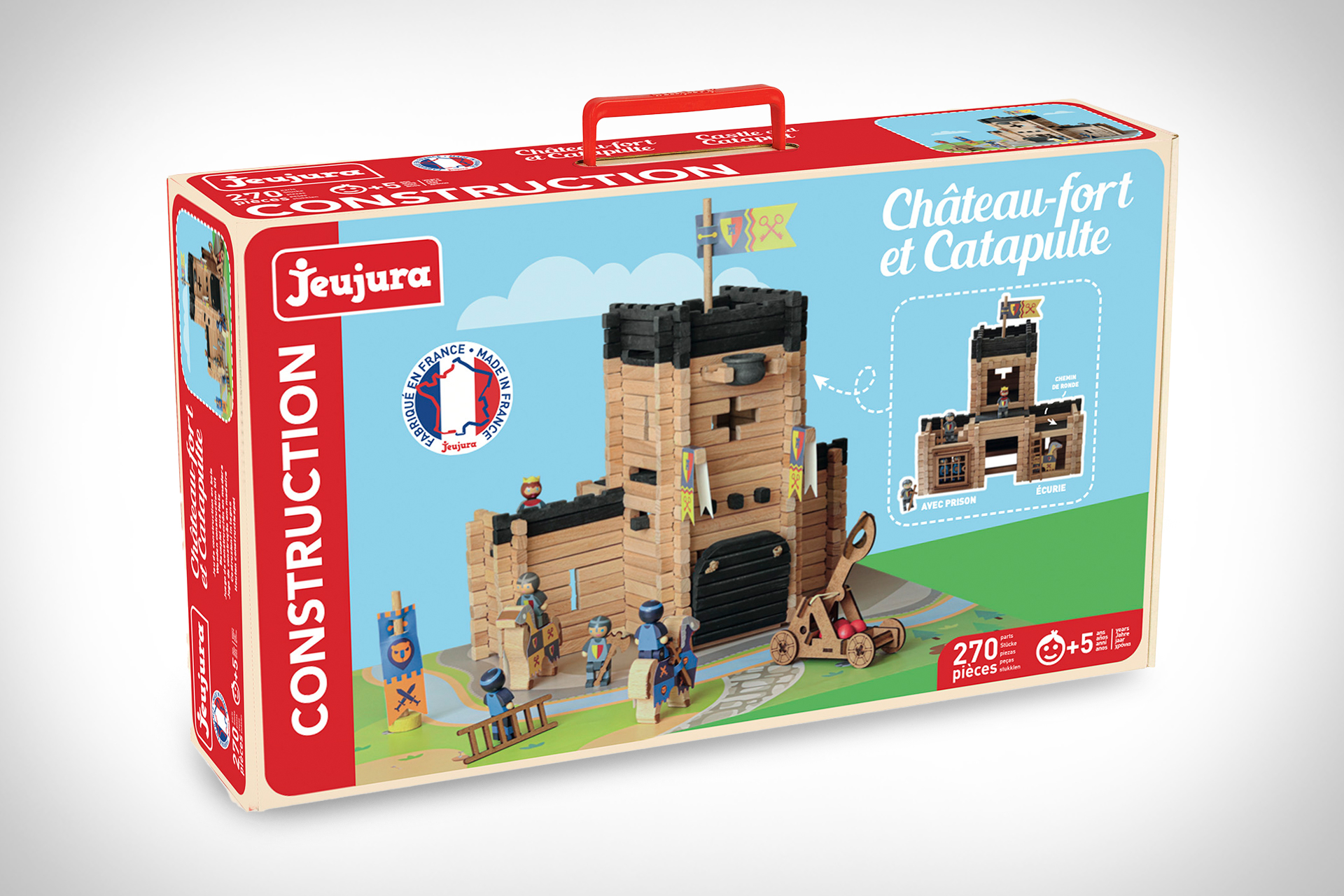 Jeujura Castello Forte E Catapulta - 270 Pezzi In Legno, Gioco Di Costruzioni Per Bambini 5+ - 2