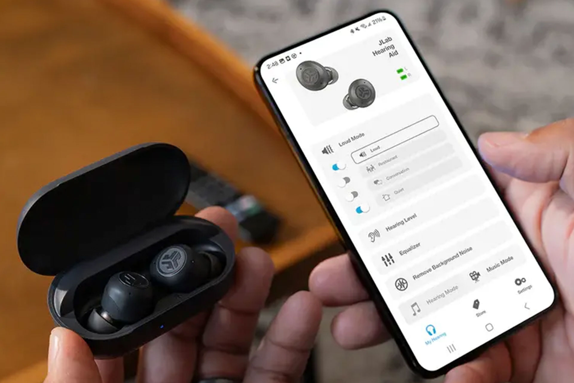 JLab Hear OTC Hearing Aid & Earbuds Uncrate